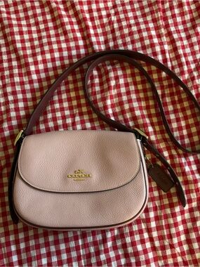 Coach Pebbled Leather Saddle Crossbody Bag in Light Pink